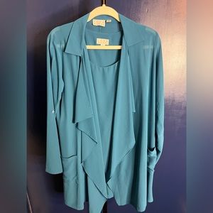 Joan Rivers Teal Sleeveless Blouse and Cover Up Size XS